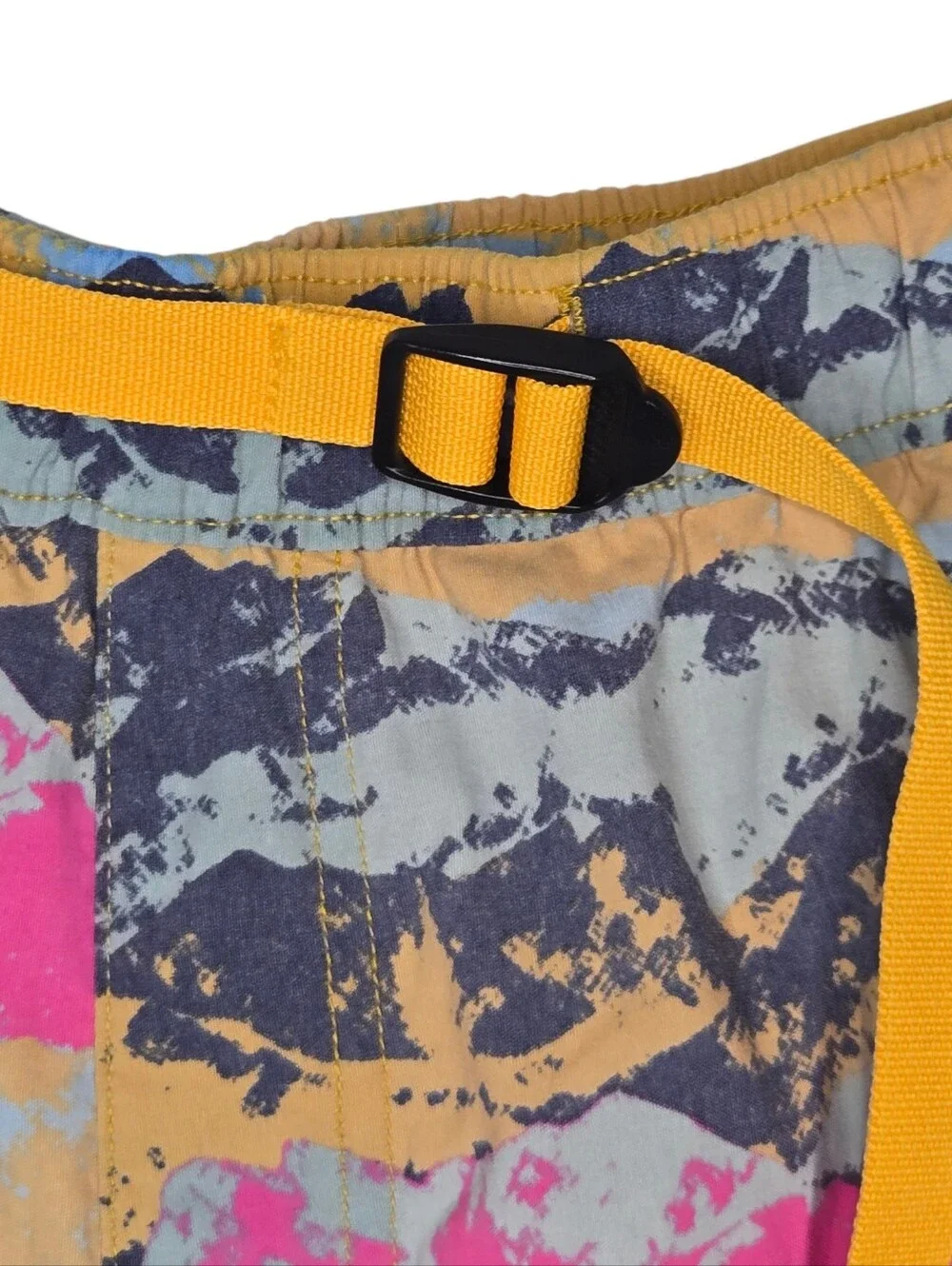 The North Face Mens Arrowwood Yellow Mountain Print Class V Belted Shorts Medium